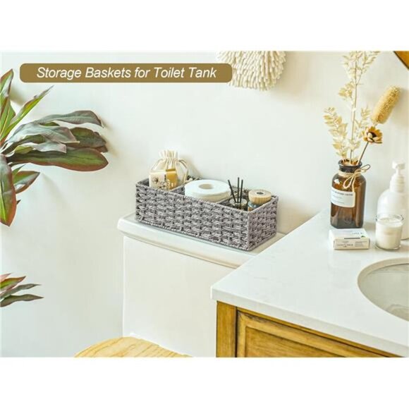 3-Section Wicker Baskets for Shelves,Hand-Woven Round Paper Rope Storage Baskets - Picture 7 of 8